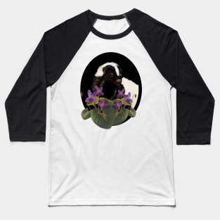 Skunk & Pansies Baseball T-Shirt